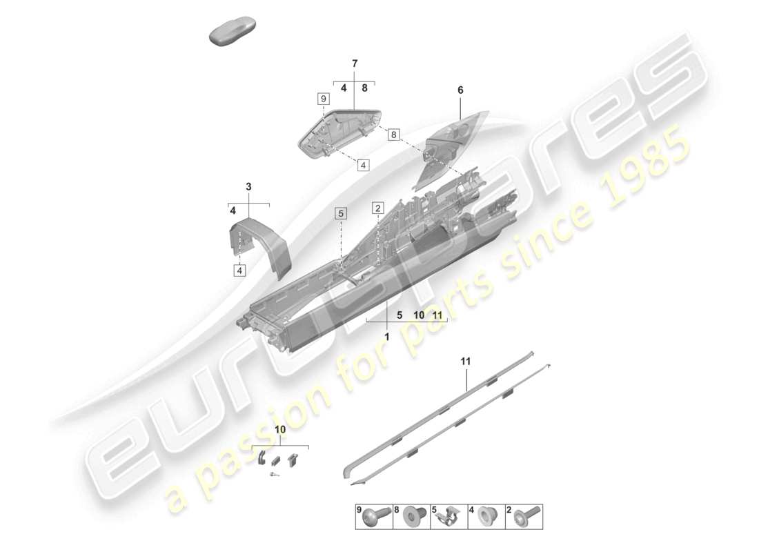 porsche 992 gt3/rs/st (2022) centre console part diagram