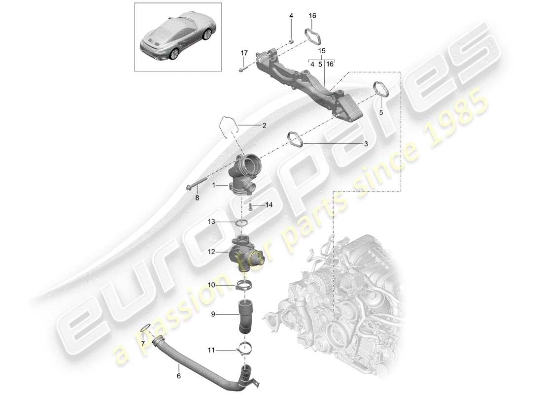 porsche 991 turbo (2018) sub-frame parts diagram