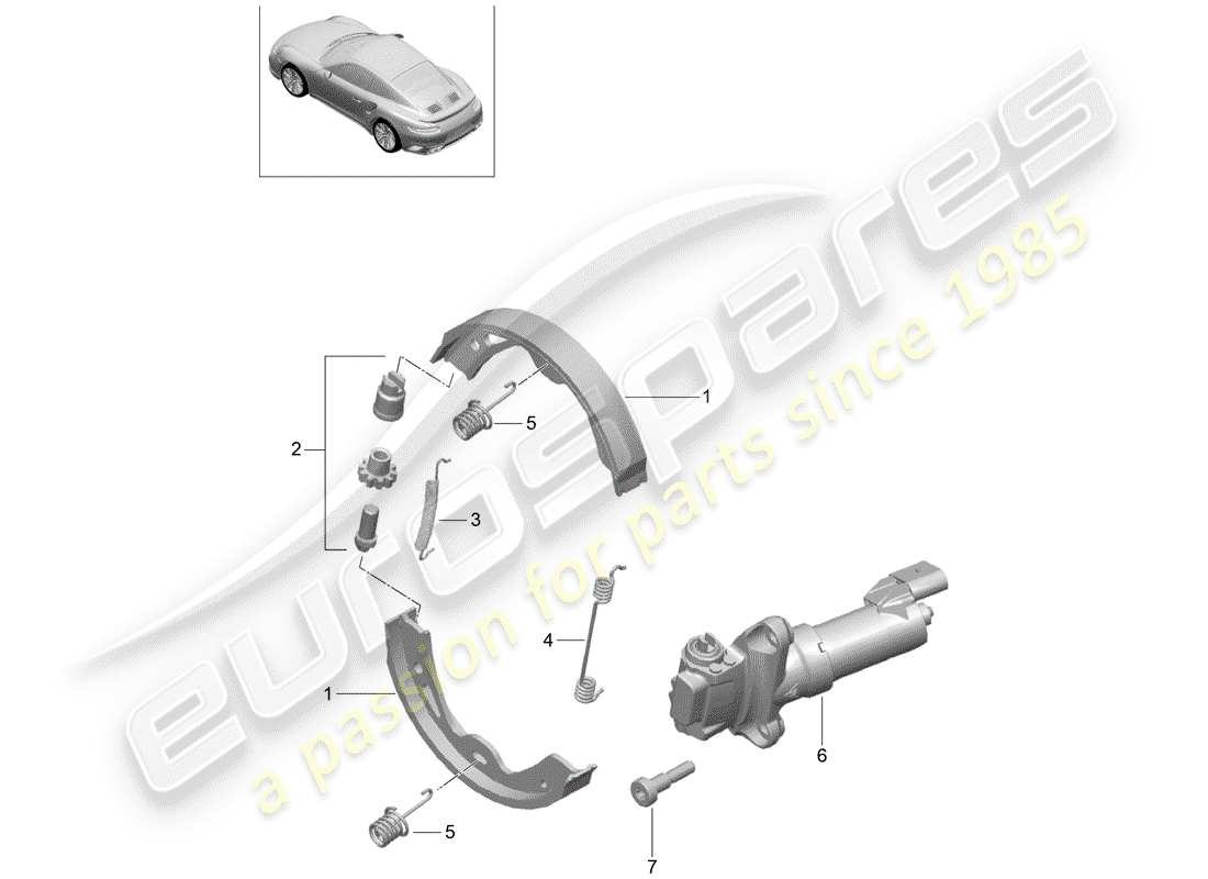 porsche 991 turbo (2018) parking brake parts diagram