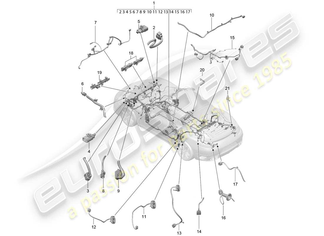 porsche 991 turbo (2018) wiring harnesses parts diagram