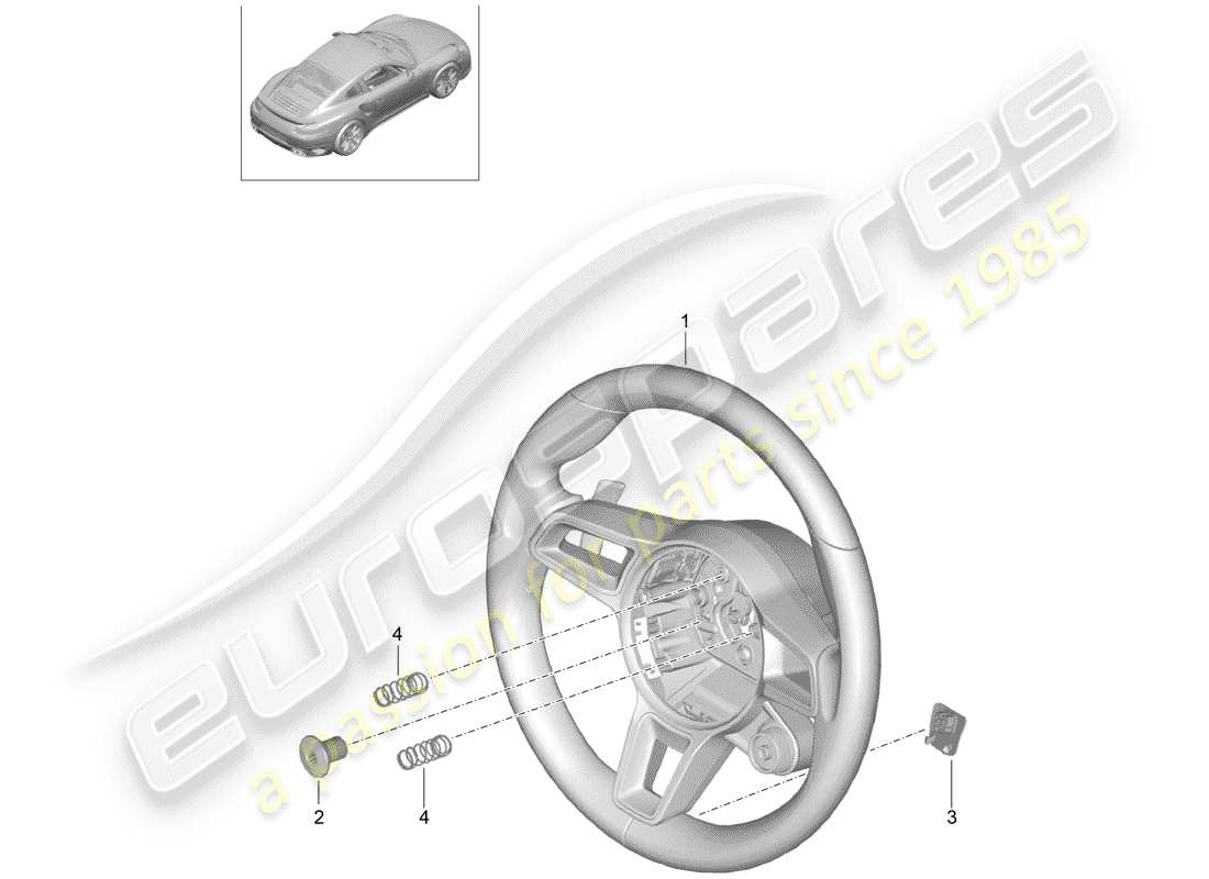 porsche 991 turbo (2018) steering wheel parts diagram