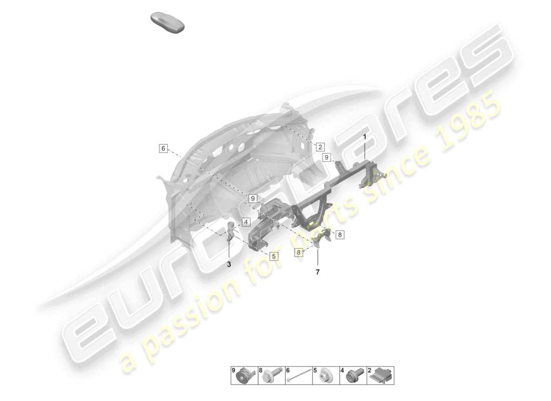 porsche 992 gt3/rs/st (2023) dashboard bracket part diagram