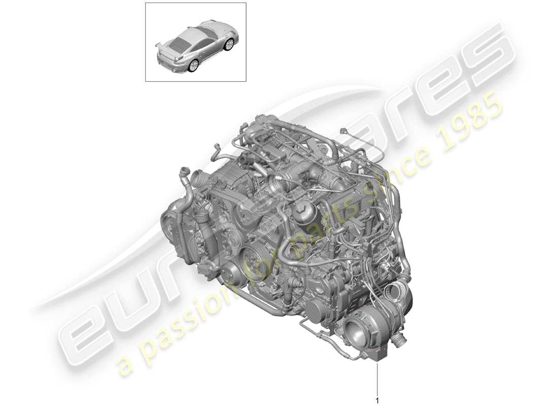 porsche 991 turbo (2018) replacement engine parts diagram