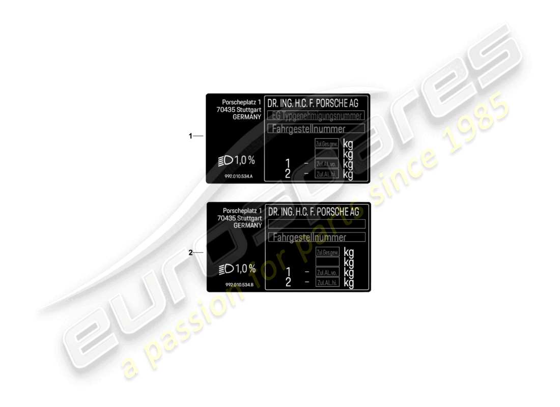 porsche 992 gt3/rs/st (2026) data tag d - mj 2022>> part diagram