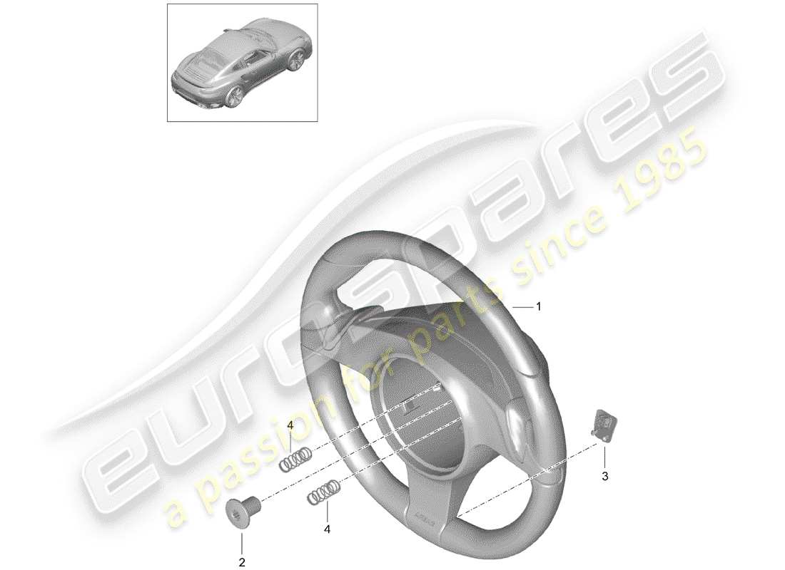 porsche 991 turbo (2018) steering wheel parts diagram