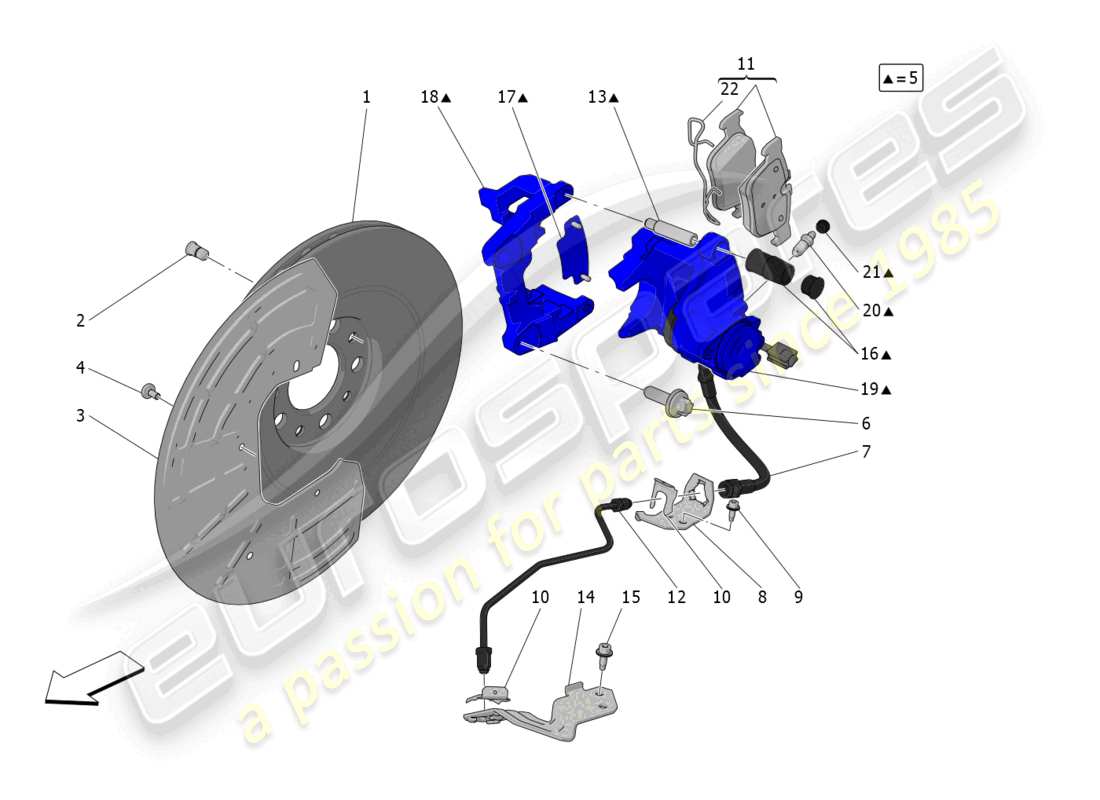 maserati grecale gt (2023) braking devices on rear wheels parts diagram