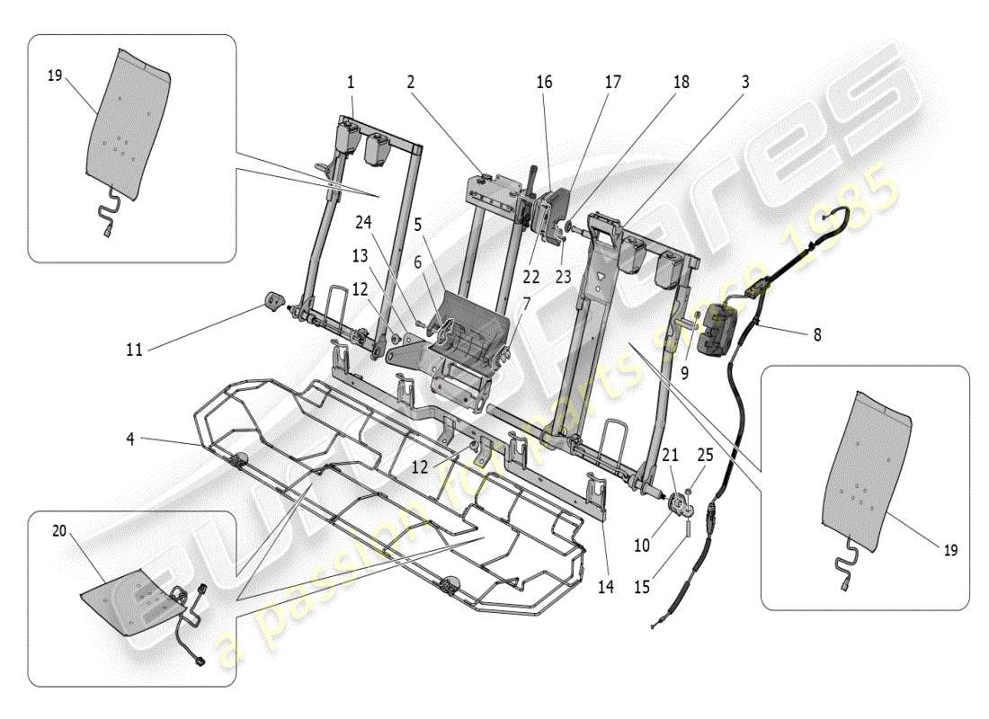 maserati grecale modena (2023) rear seats: mechanics and electronics part diagram