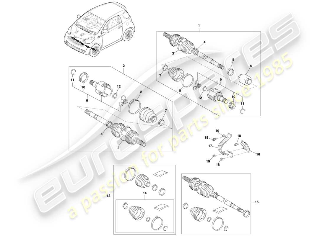 aston martin cygnet (2012) half shafts parts diagram