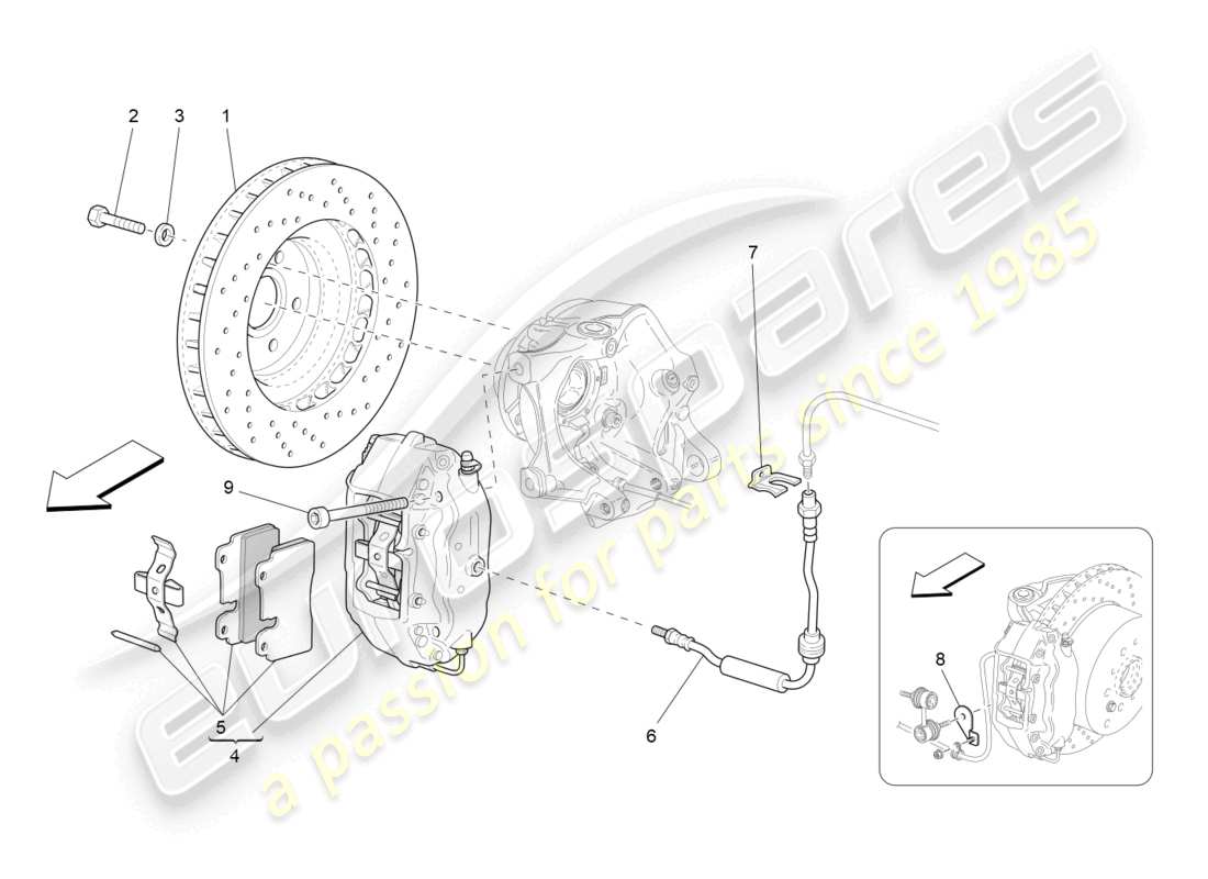 maserati grancabrio mc (2013) braking devices on rear wheels part diagram
