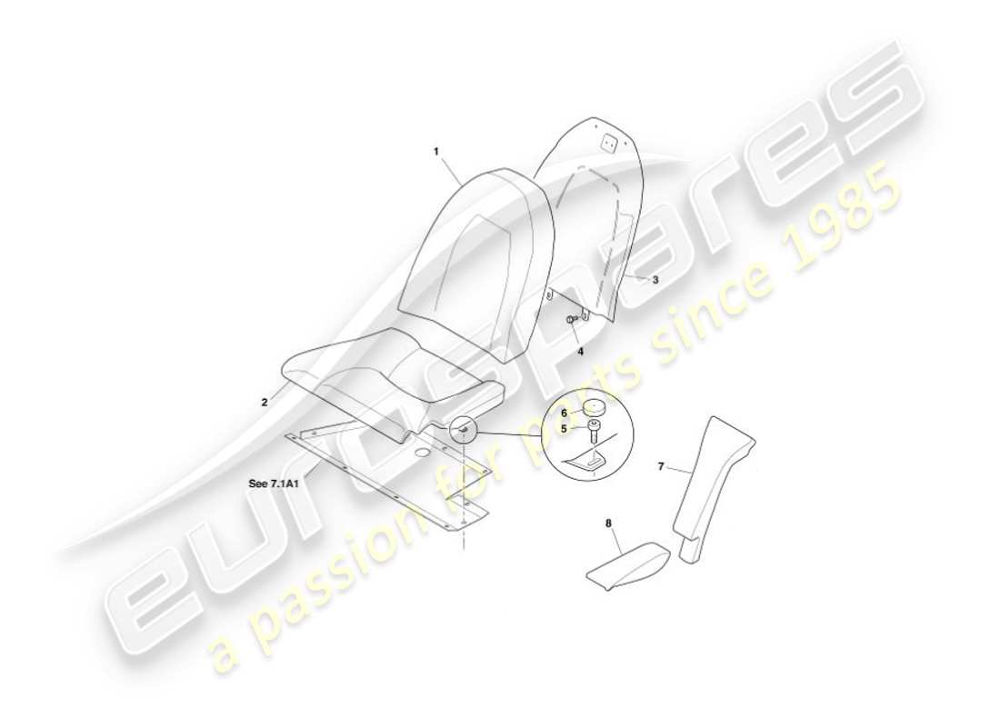 aston martin vanquish (2005) rear seats, to vin 500515 + 500522-525 part diagram