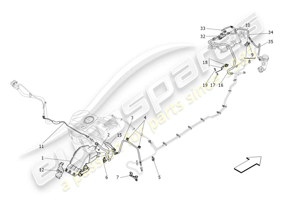 maserati levante (2019) fuel vapour recirculation system parts diagram