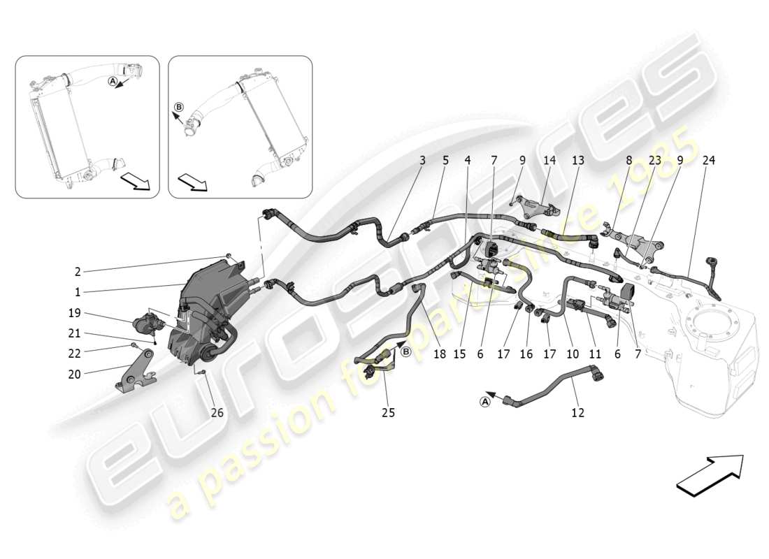 maserati mc20 (2022) fuel vapour recirculation system part diagram