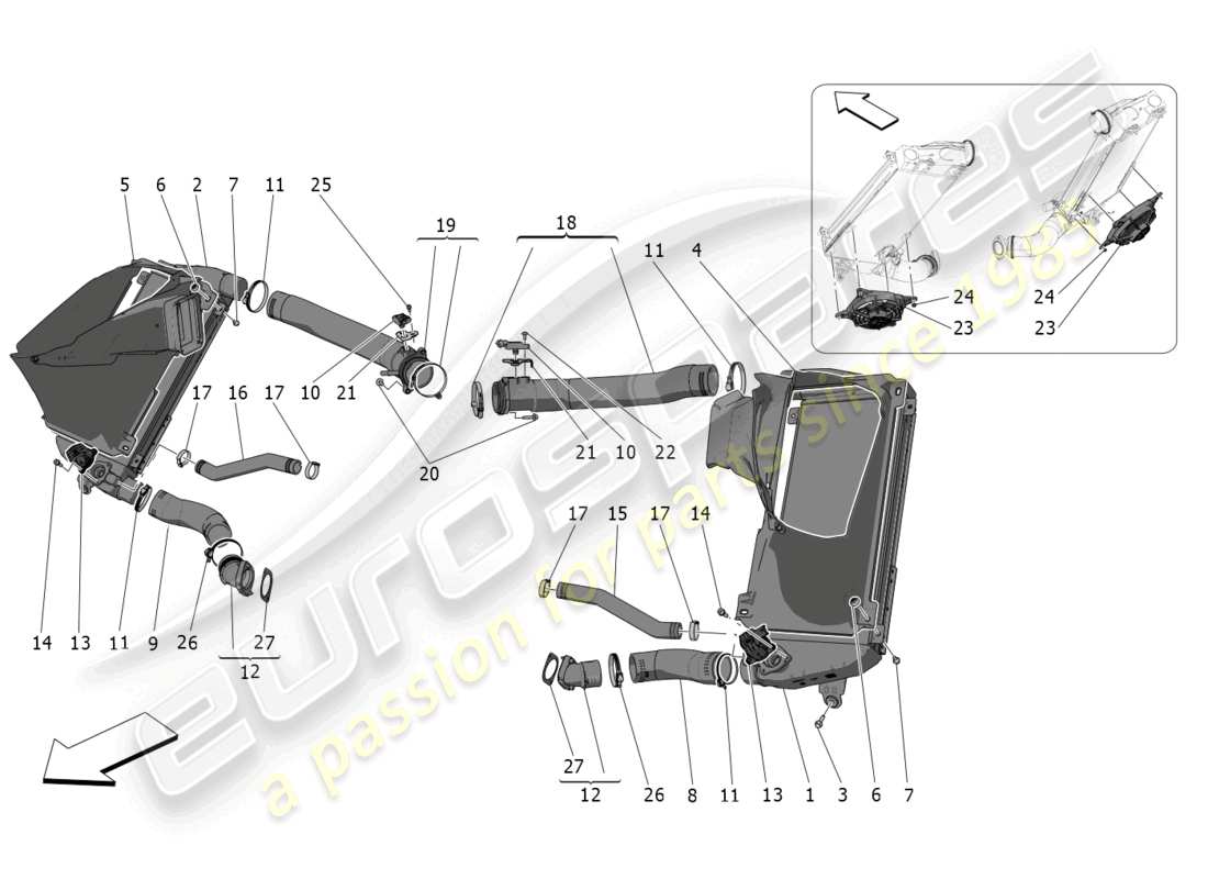 maserati mc20 (2022) intercooler system part diagram