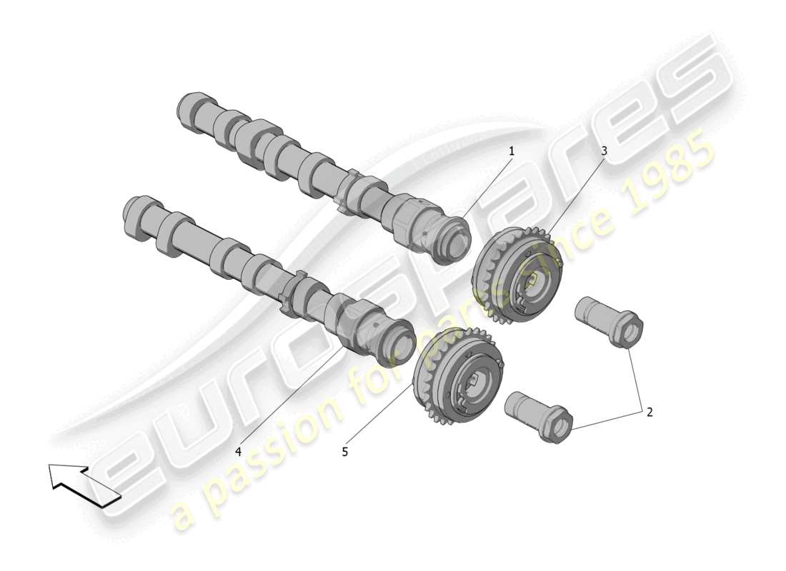 maserati mc20 (2022) lh cylinder head camshafts parts diagram