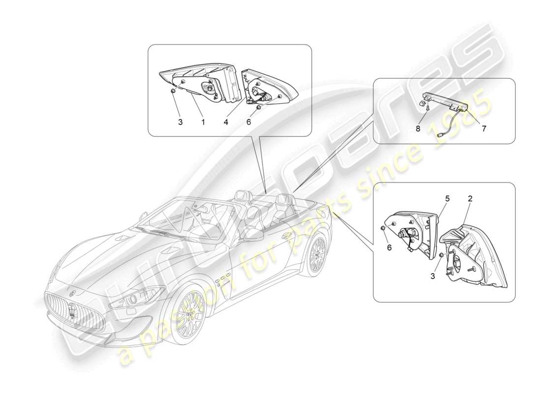 maserati grancabrio mc (2013) taillight clusters parts diagram