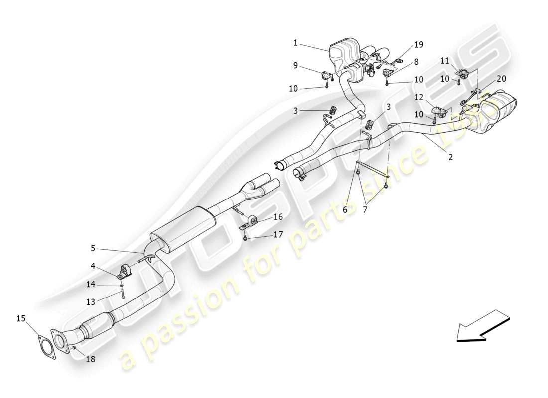 maserati ghibli fragment (2022) silencers parts diagram