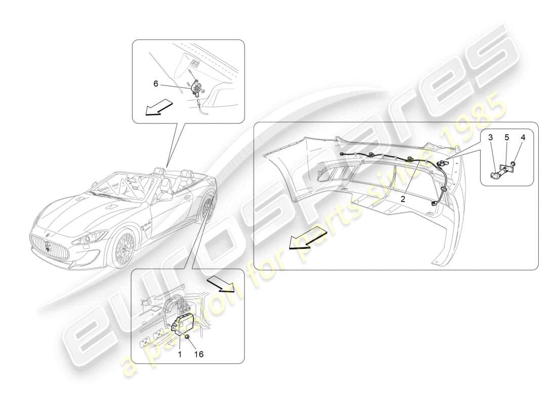 maserati grancabrio mc (2013) parking sensors part diagram