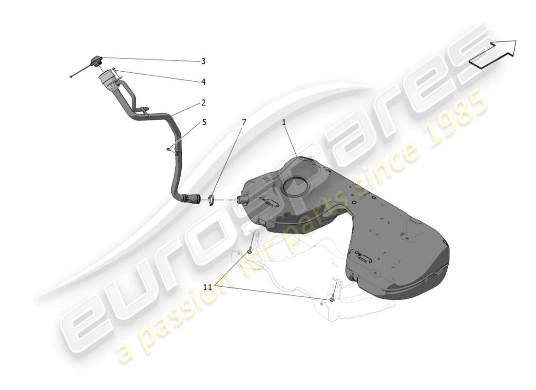 maserati grecale gt (2023) fuel tank parts diagram