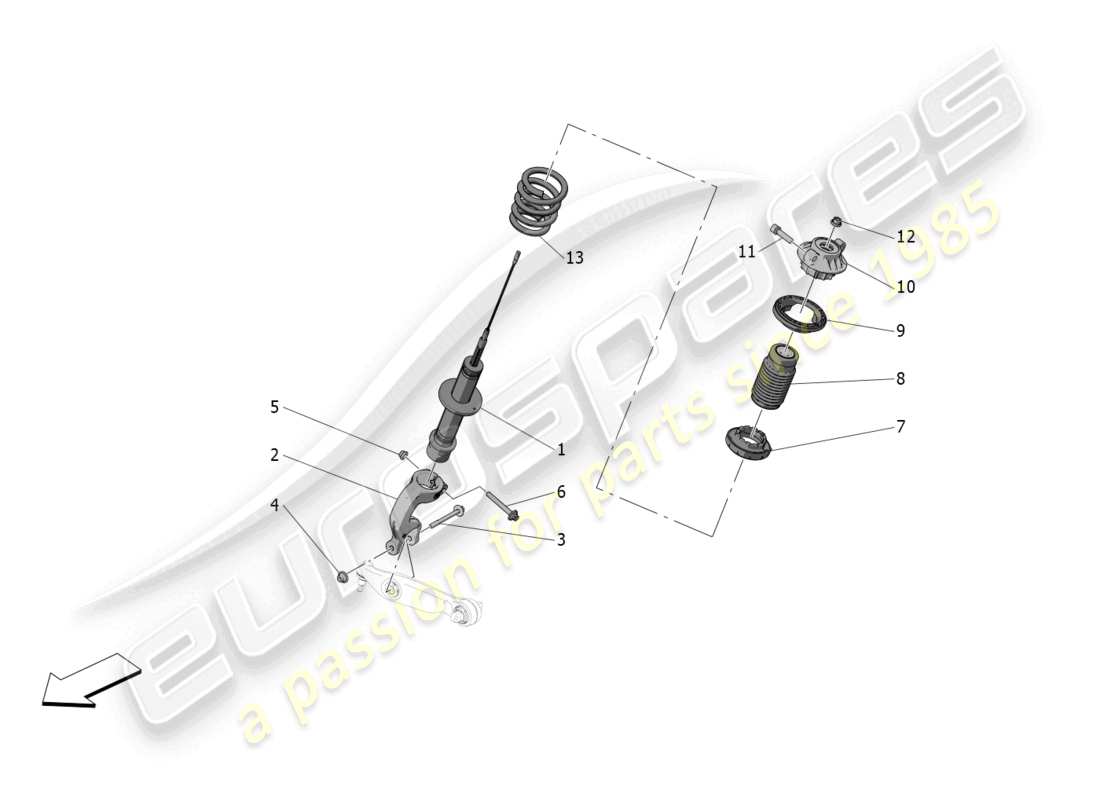 maserati mc20 (2023) rear shock absorber devices parts diagram