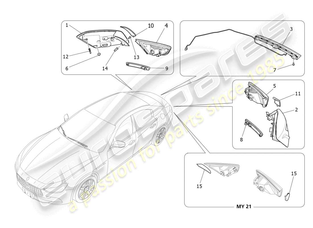 maserati ghibli fragment (2022) taillight clusters part diagram