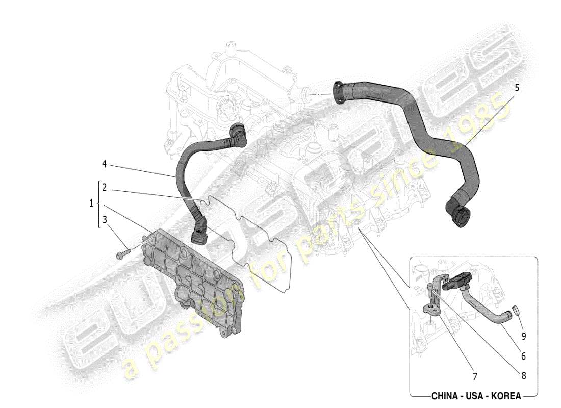 maserati grecale modena (2023) oil vapour recirculation system part diagram