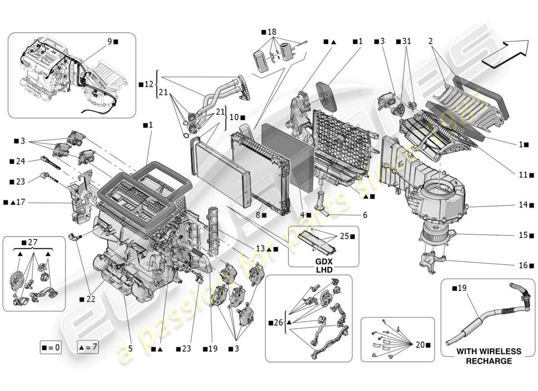 maserati grecale gt (2023) a/c unit: dashboard devices parts diagram