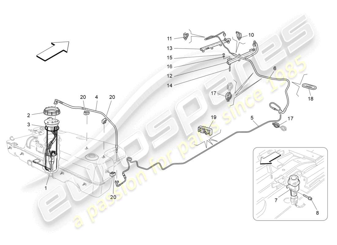 maserati grancabrio mc (2013) fuel pumps and connection lines parts diagram