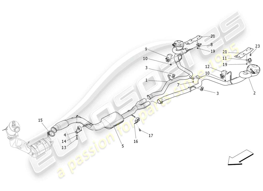 maserati levante (2019) silencers parts diagram