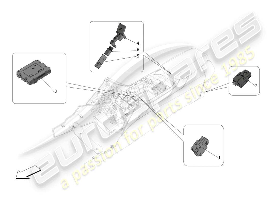 maserati grecale gt (2023) centre console devices parts diagram