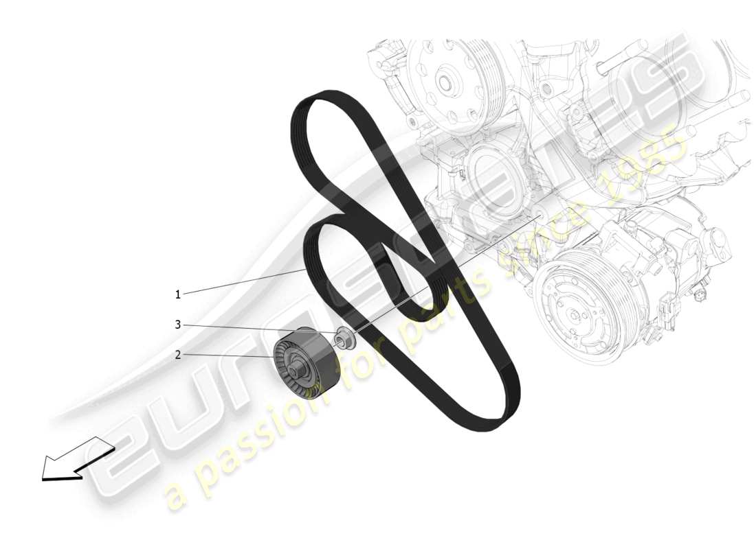 maserati mc20 (2022) auxiliary device belts part diagram