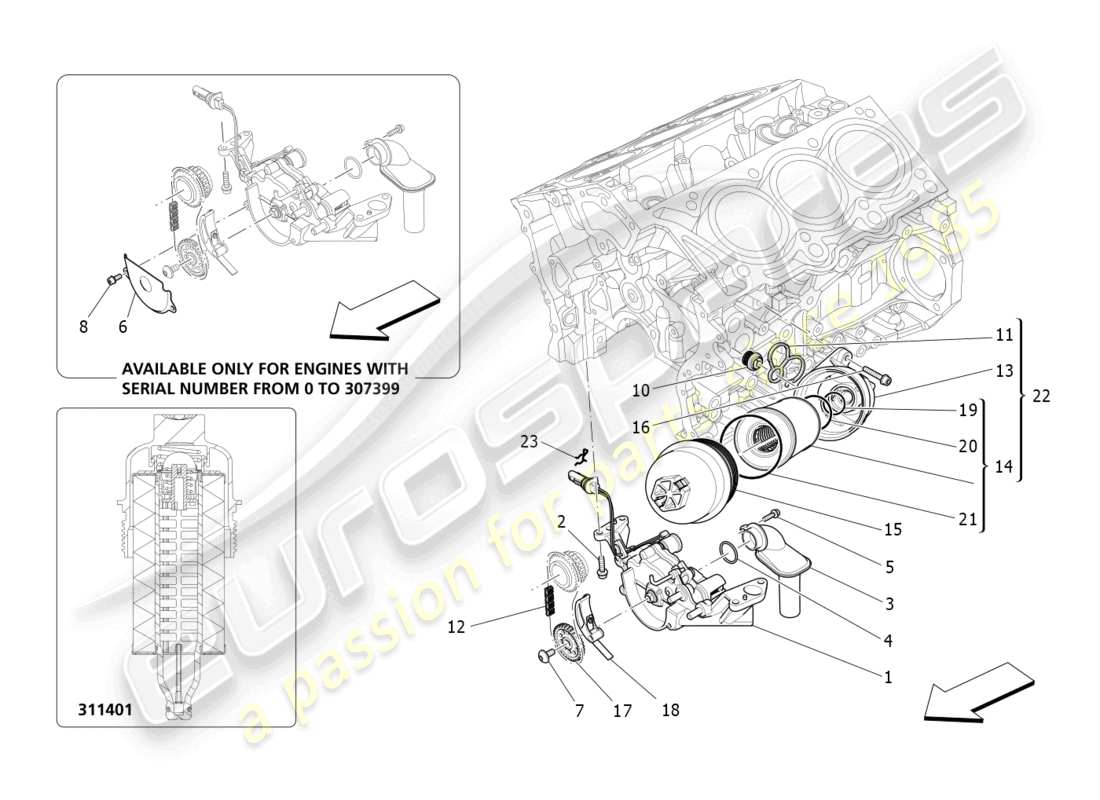 maserati levante zenga (2020) lubrication system: pump and filter part diagram