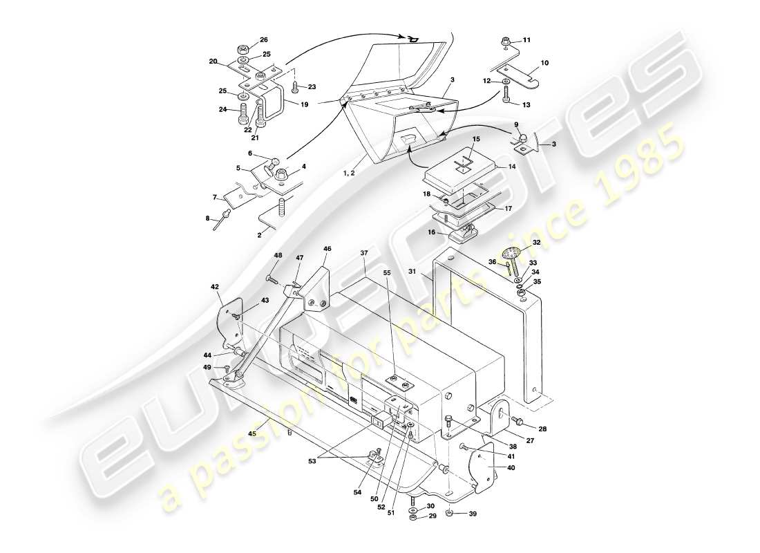 aston martin v8 volante (1999) fascia & trim part diagram