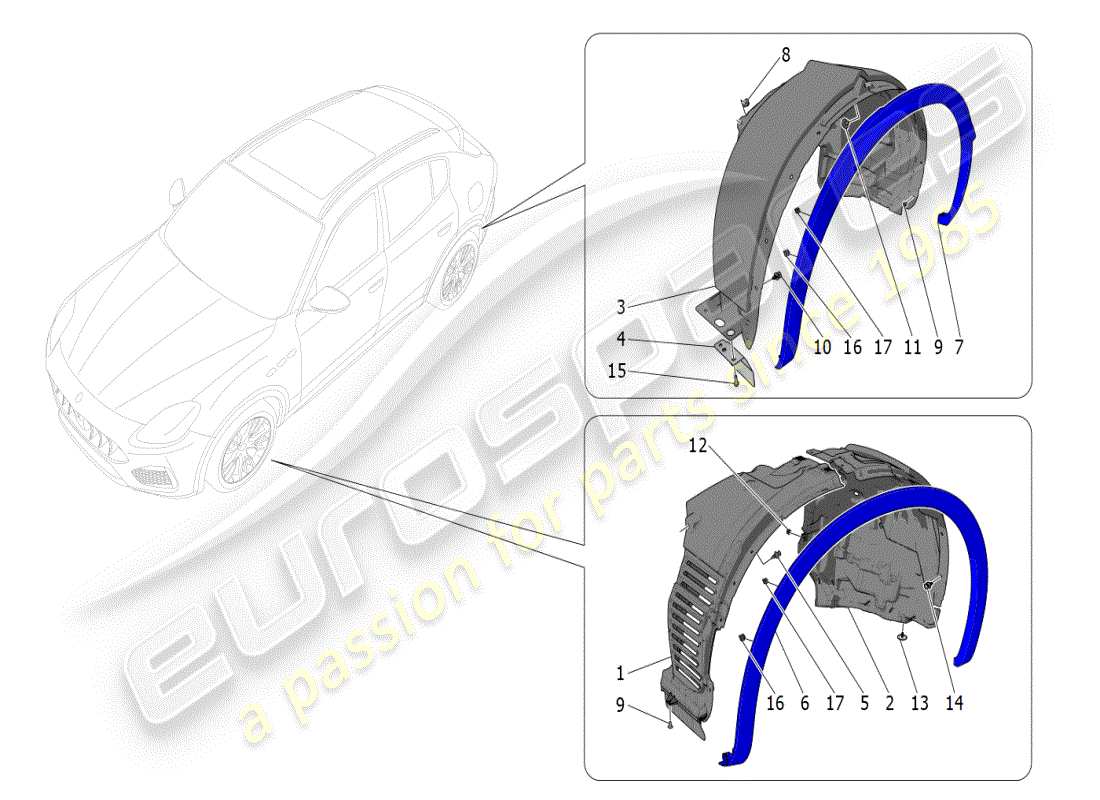 maserati grecale modena (2023) wheelhouse and lids parts diagram