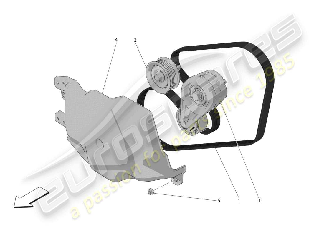 maserati grecale gt (2023) auxiliary device belts parts diagram