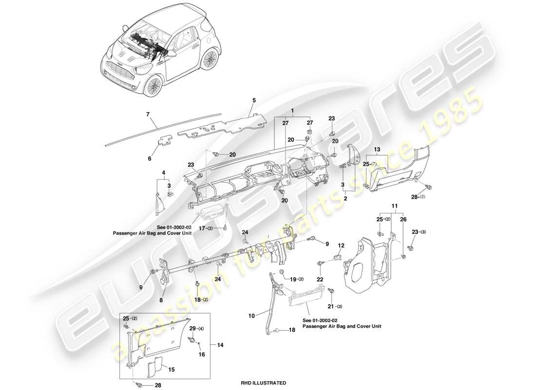 aston martin cygnet (2012) ip substraight parts diagram