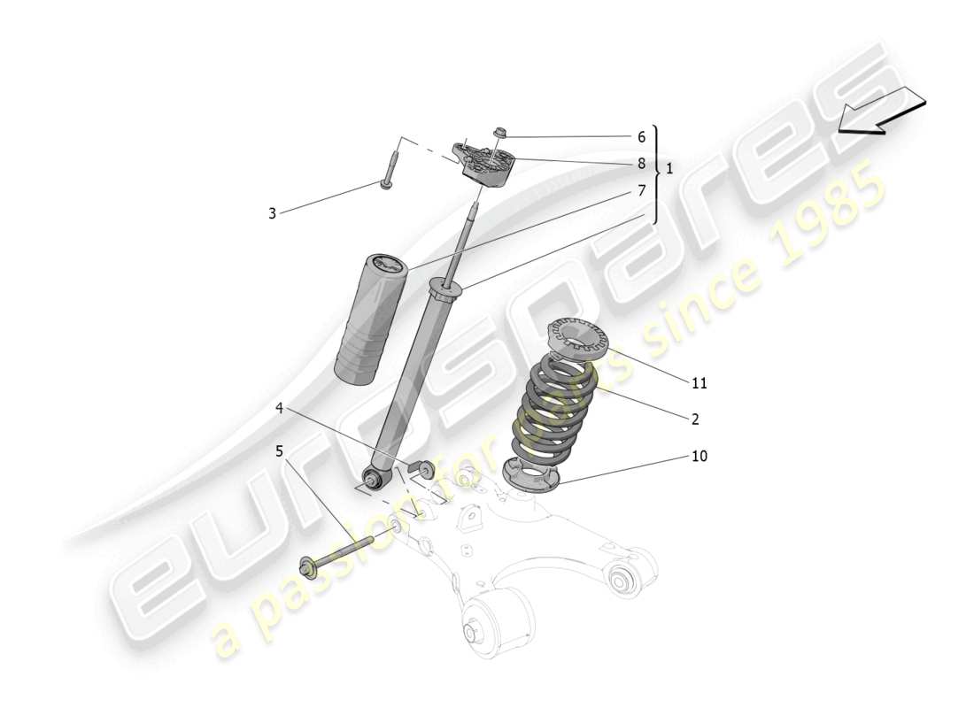 maserati grecale gt (2023) rear shock absorber devices parts diagram