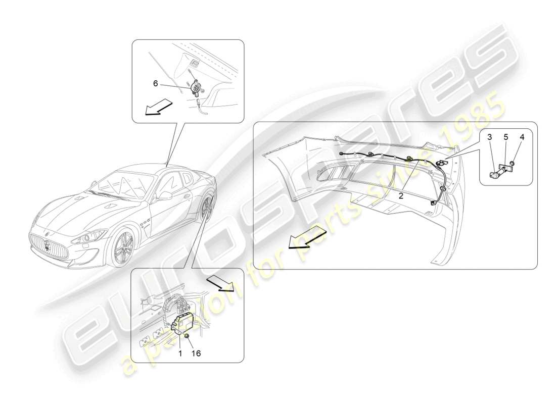 maserati granturismo mc stradale (2011) parking sensors parts diagram
