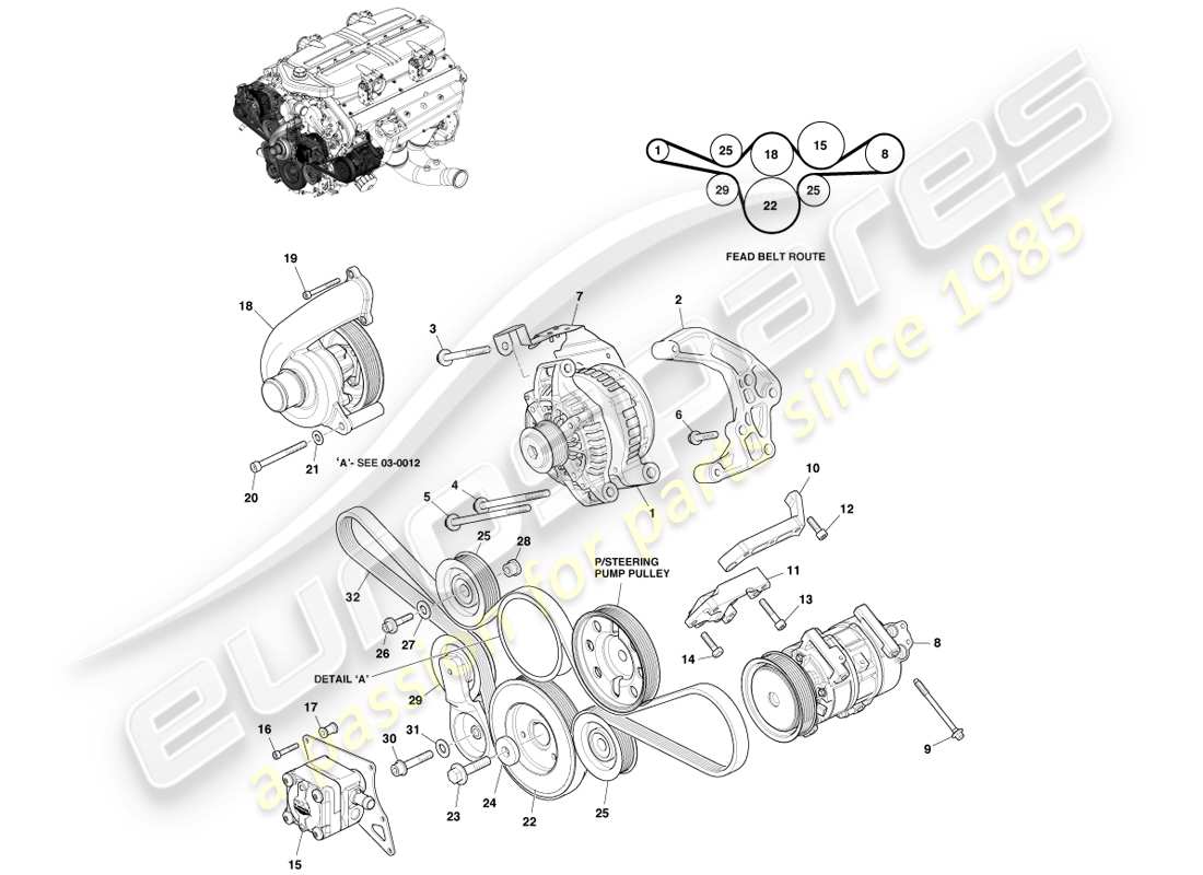 aston martin one-77 (2011) accessory drive part diagram