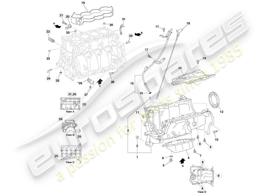 aston martin cygnet (2012) cylinder block component parts parts diagram