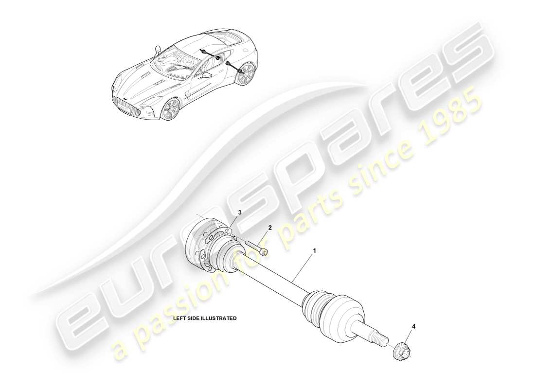 aston martin one-77 (2011) rear halfshaft assembly part diagram