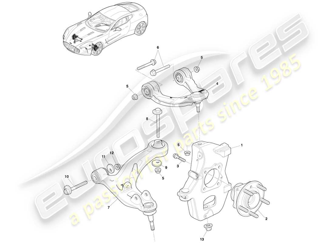 aston martin one-77 (2011) front suspension assembly part diagram