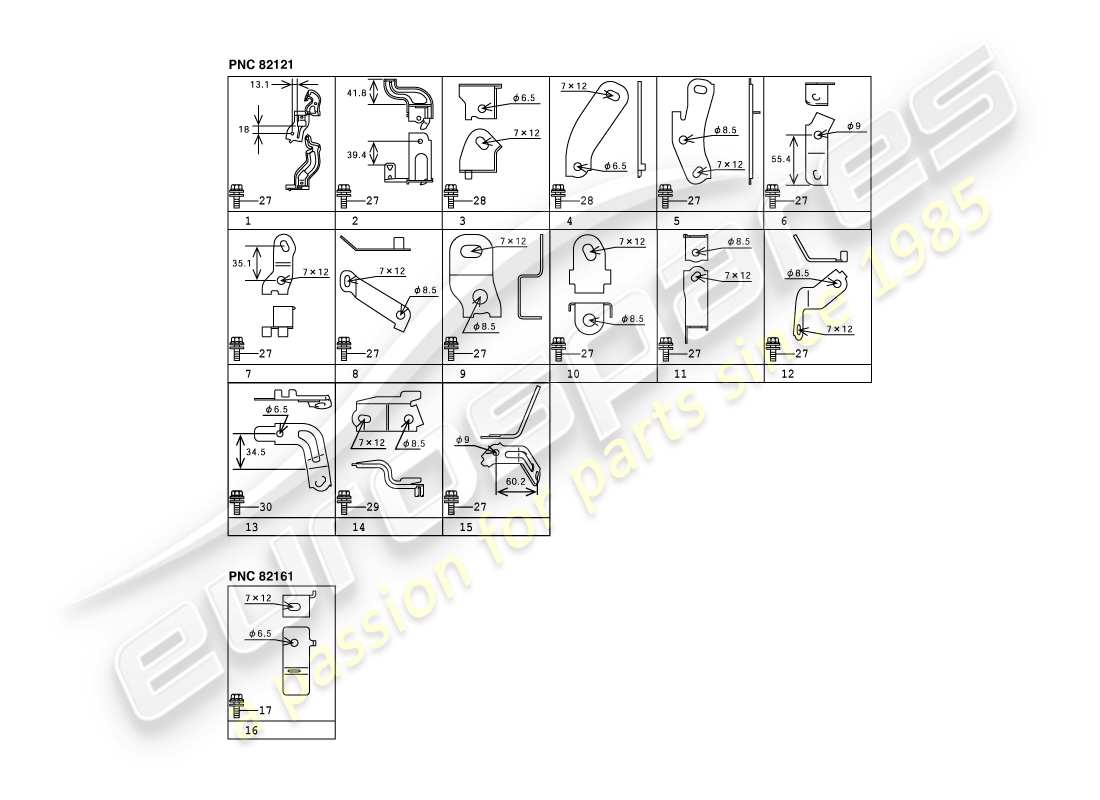 aston martin cygnet (2012) wiring clamps and brackets parts diagram