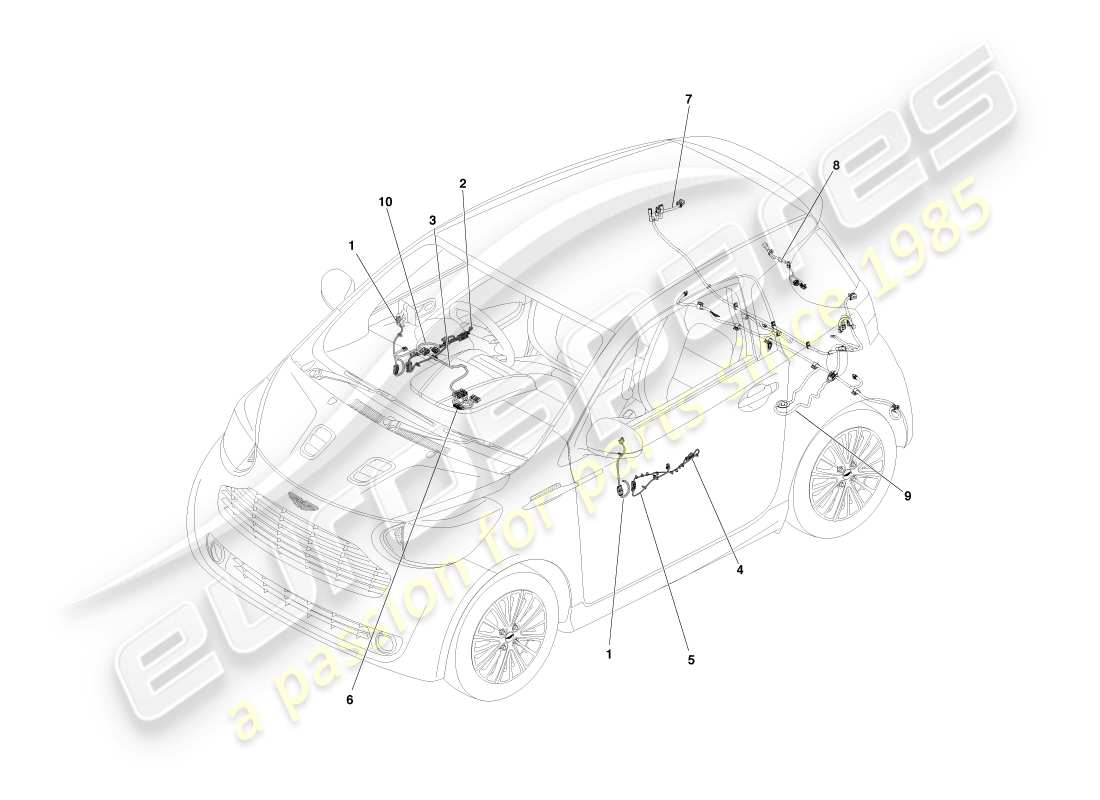 aston martin cygnet (2012) electrical harness am parts diagram