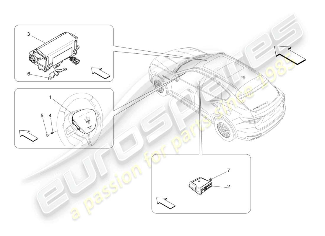 maserati levante (2019) front airbag system parts diagram