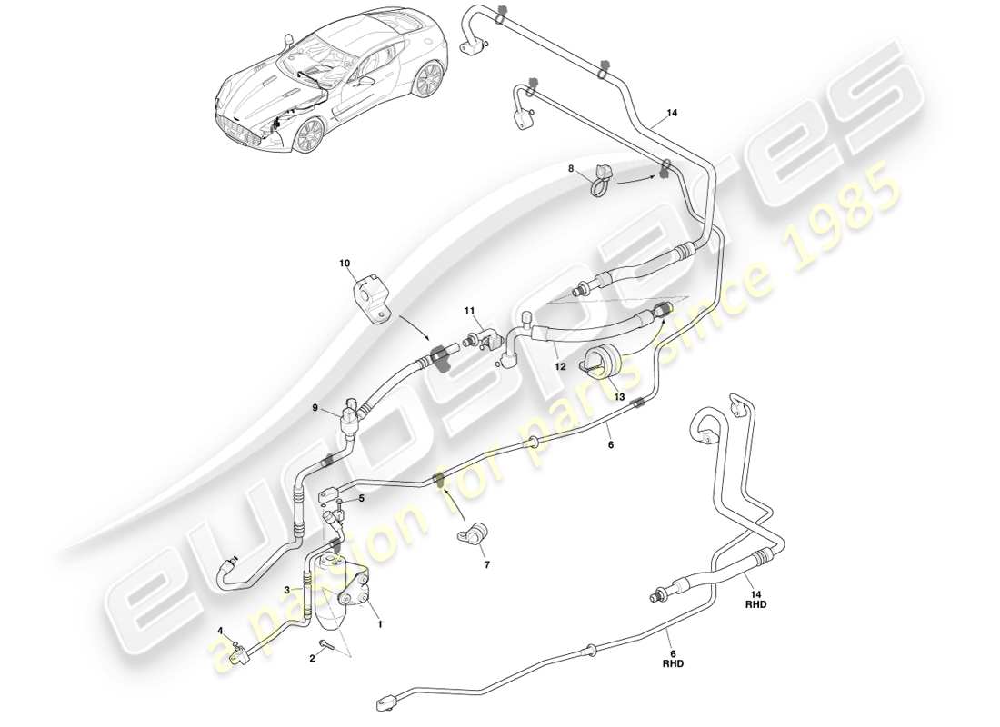 aston martin one-77 (2011) air con lines part diagram