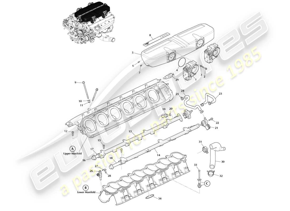 aston martin one-77 (2011) fuel charging & controls part diagram