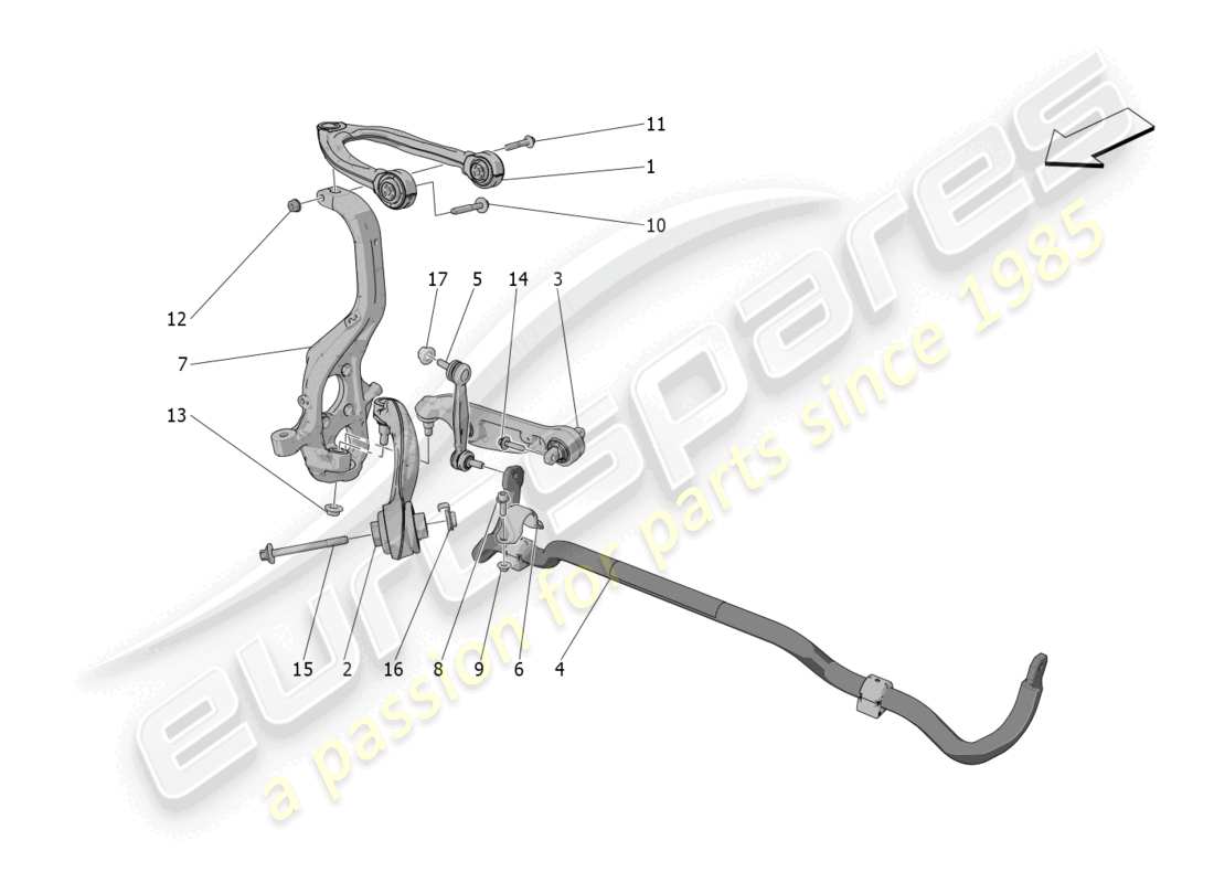 maserati grecale gt (2023) front suspension parts diagram