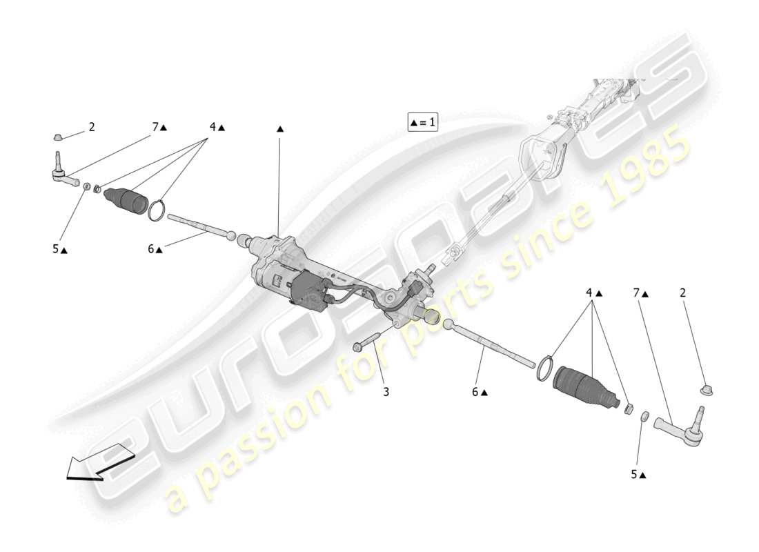 maserati grecale gt (2023) complete steering rack unit parts diagram