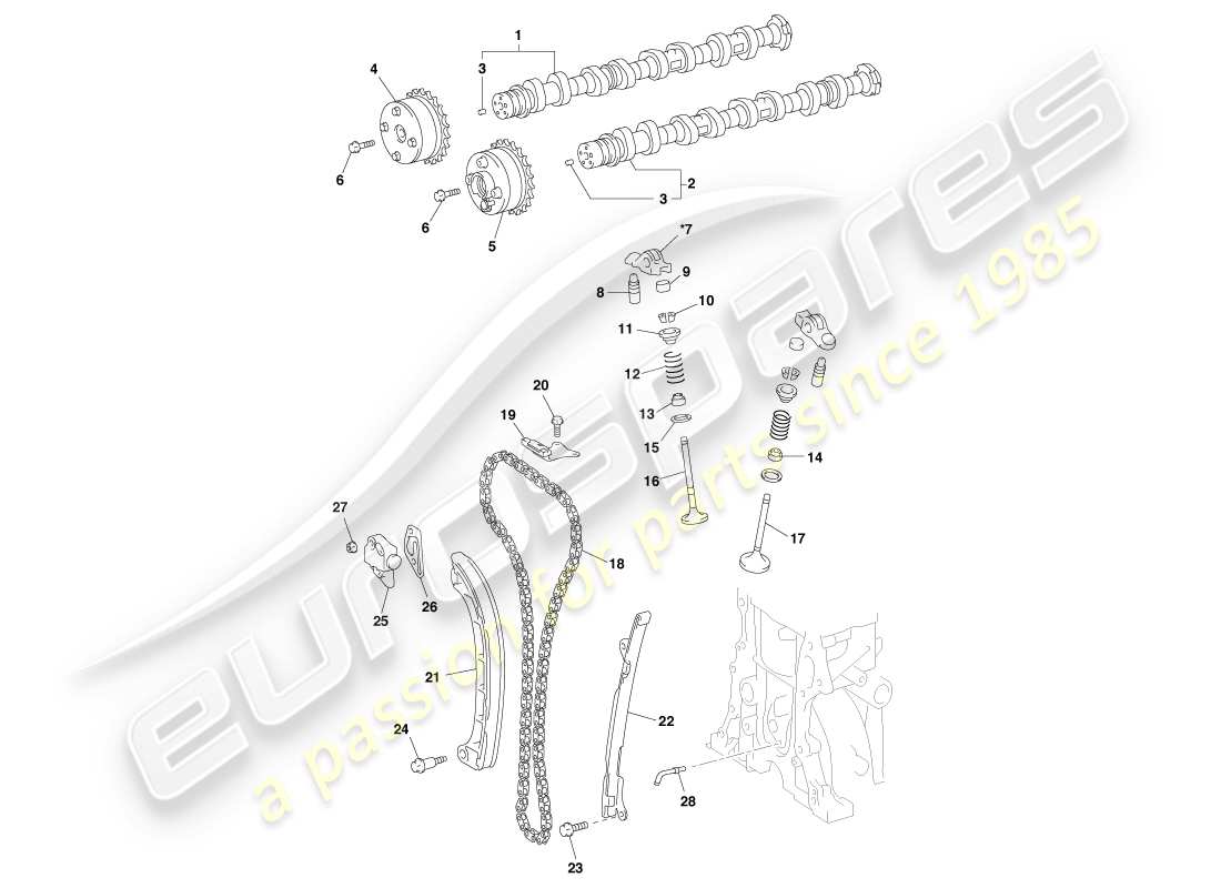 aston martin cygnet (2012) camshafts and valves parts diagram