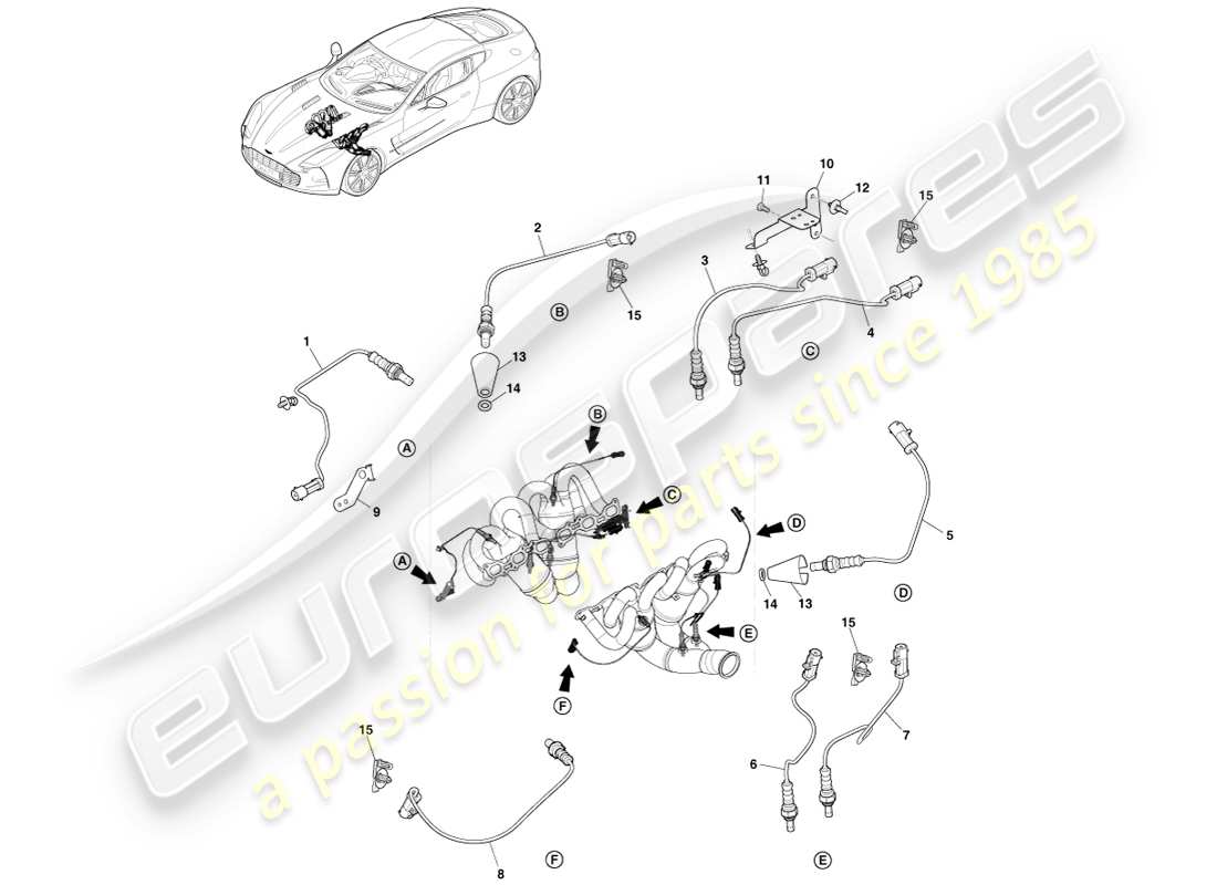 aston martin one-77 (2011) hego sensors part diagram